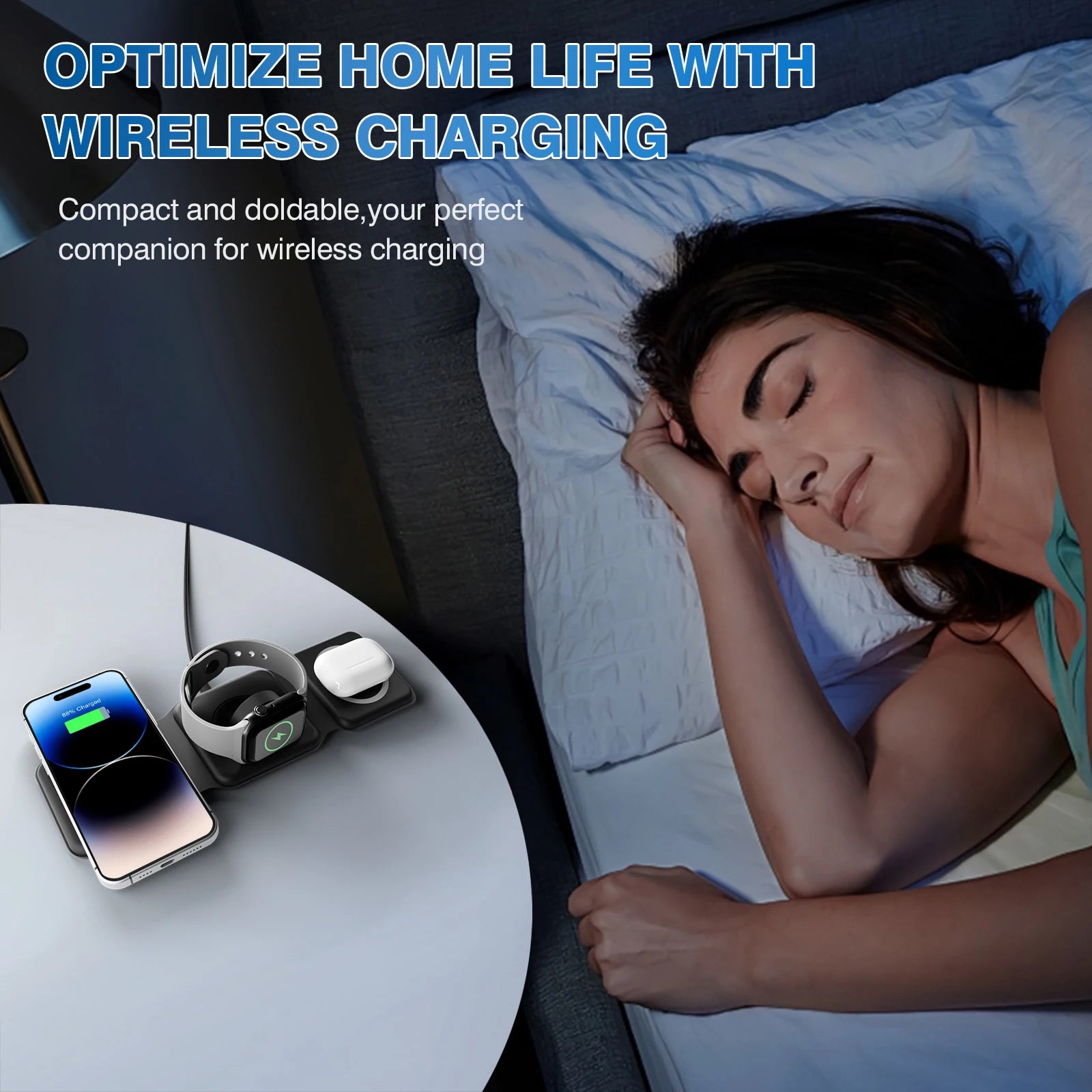 Magnetic Wireless Charger 3 in 1 Travel Charging Flexible Fast Charg