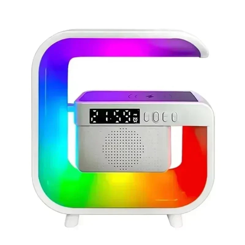Wireless Charger Station Desk Lamp Night Light Alarm Clock Bluetooth