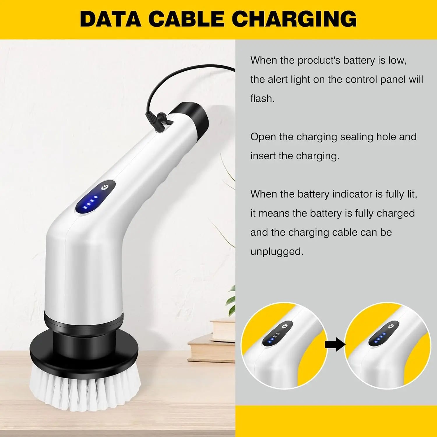 BRIEFNESS Electric Cleaning Brush Spin Scrubber 3 in 1 Cordless Clea