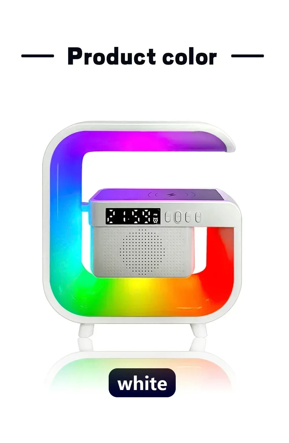 Wireless Charger Station Desk Lamp Night Light Alarm Clock Bluetooth