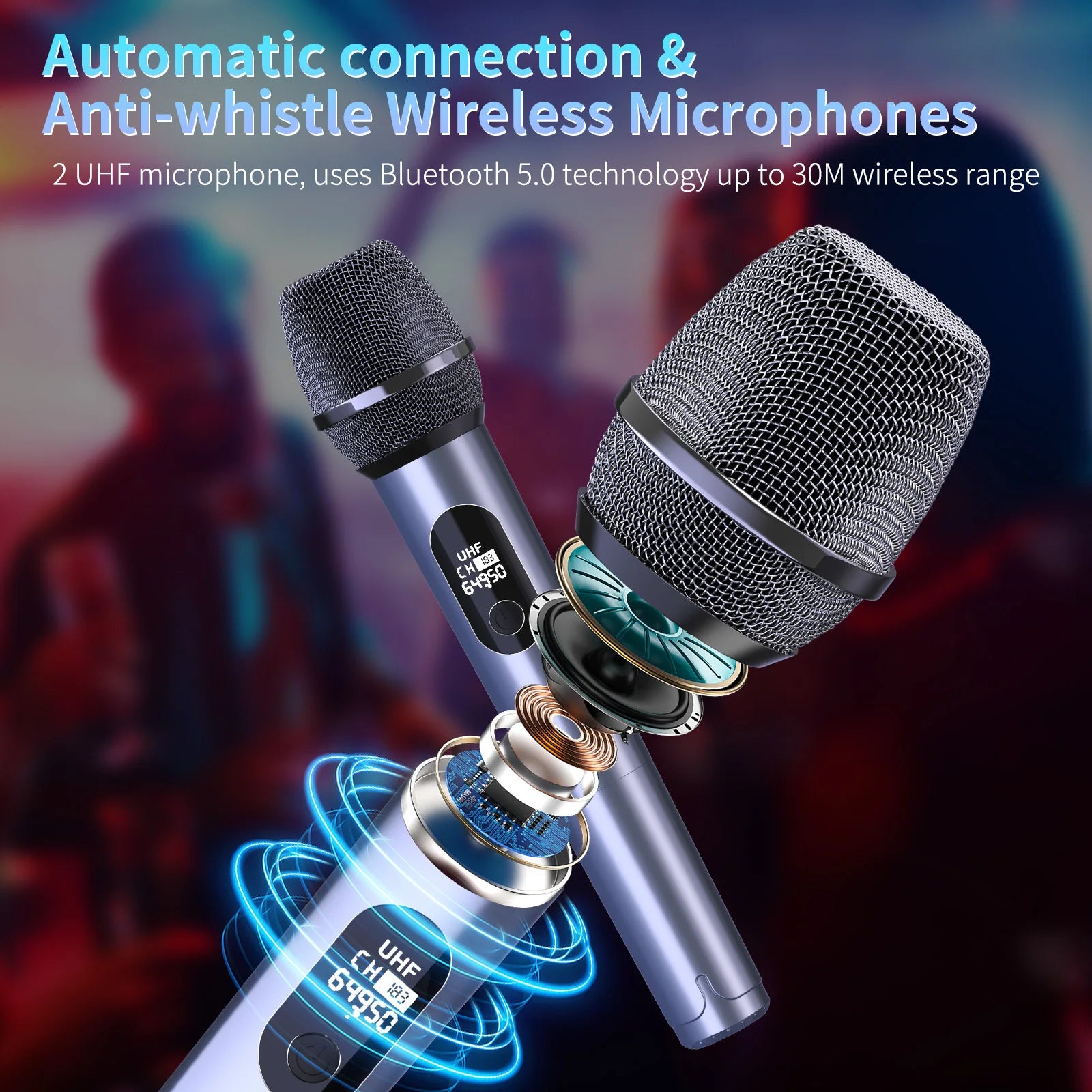 Wireless Bluetooth Speaker, Karaoke Machine with 2 Microphone, Home