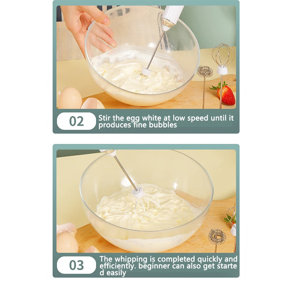 Egg Beater Handheld Kitchen Egg Beater Usb Charging Wireless Mini El