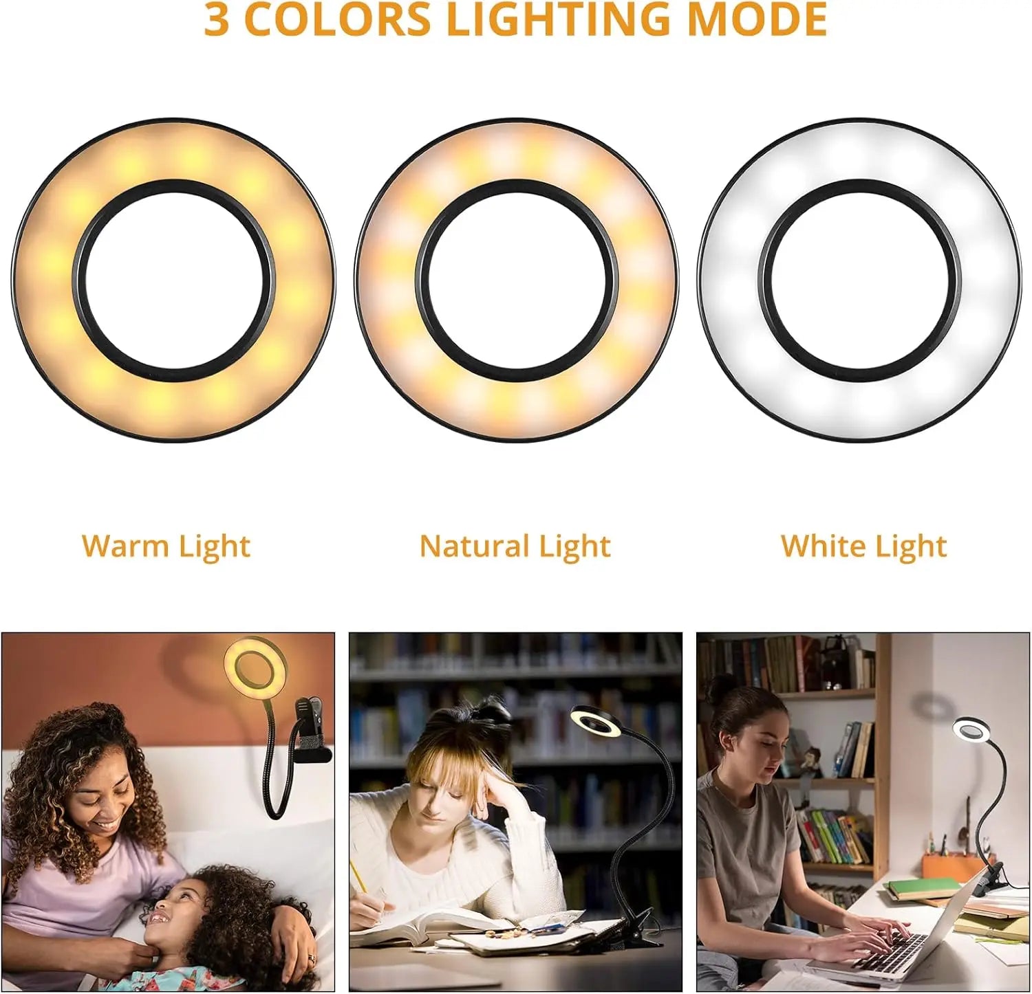 Desk Lamp with Clamp, Clip Lamp for Video Conference Lighting, Desk