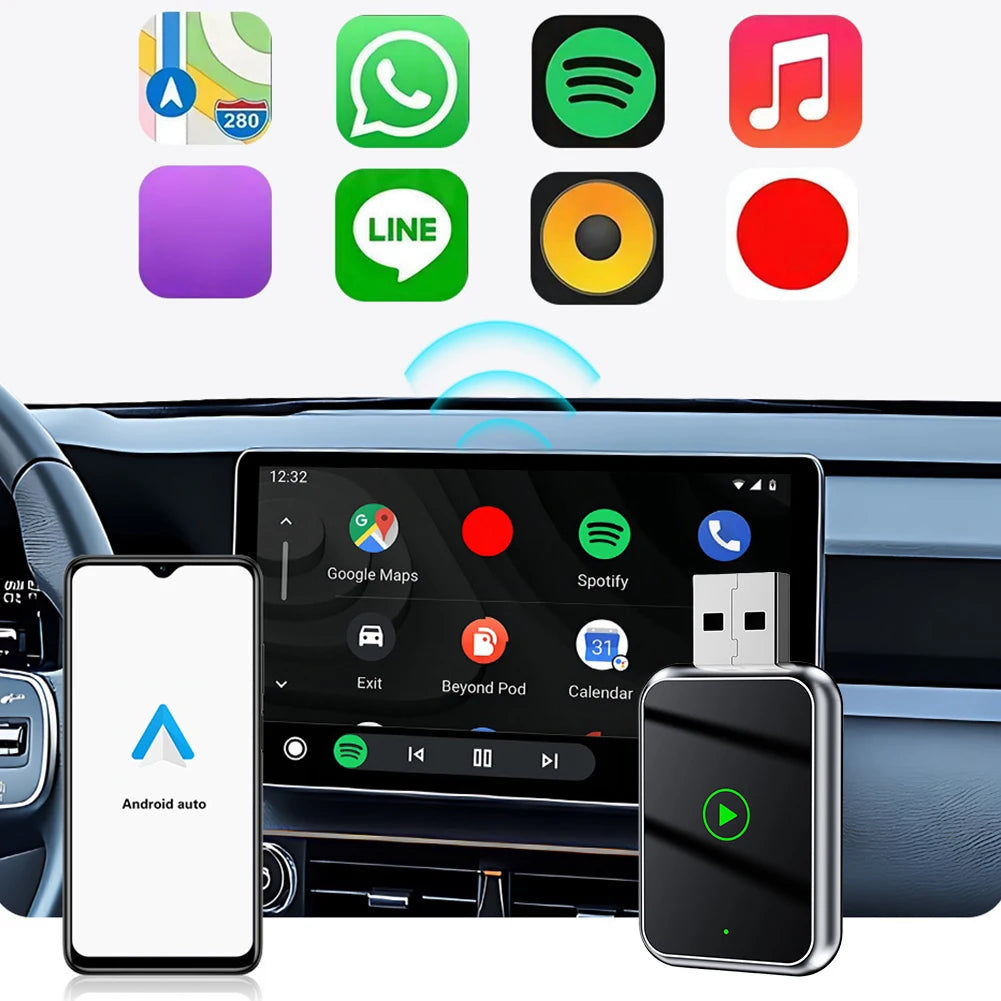 2in1 Wired to Wireless CarPlay Adapter Convert Type – C Plug & Play