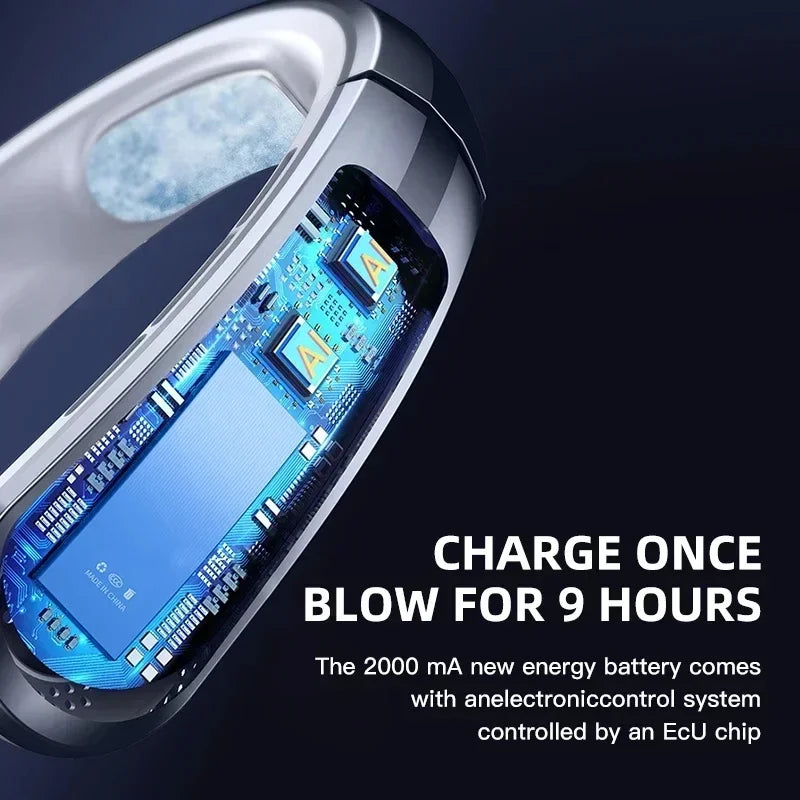 8000mAh USB Hanging Neck Fan Portable Bladeless Mini Rechargeable Mu