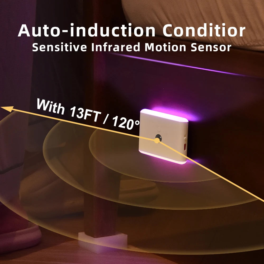 2PCS Magnetic Motion Sensor Night Light USB Rechargeable 5 Colors 10
