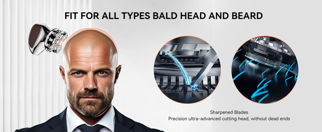 MAXGROOM Electric Head Shavers for Men 5D Floating Blade Magnetic Ra