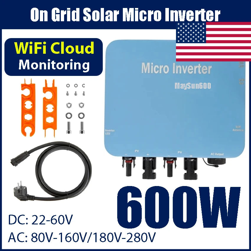 600W on Grid Solar Micro Inverter Waterproof with Connector WIFI Clo
