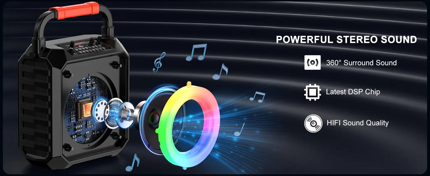 T17 – T Wireless Bluetooth Speaker, Karaoke Machine with 2 Microphon