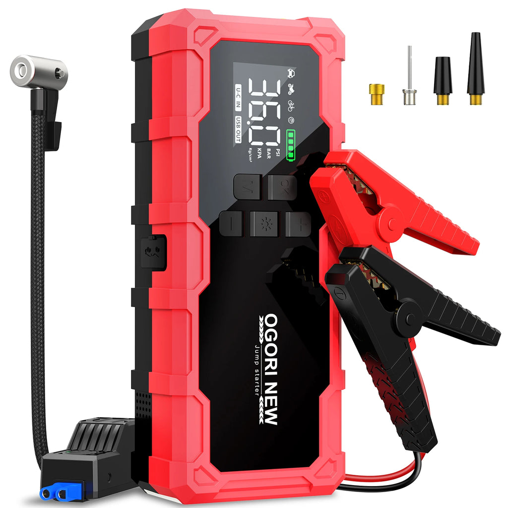 4 in 1 7000A/4000A Jump Starter Power Bank 150PSI Air Compressor Tir