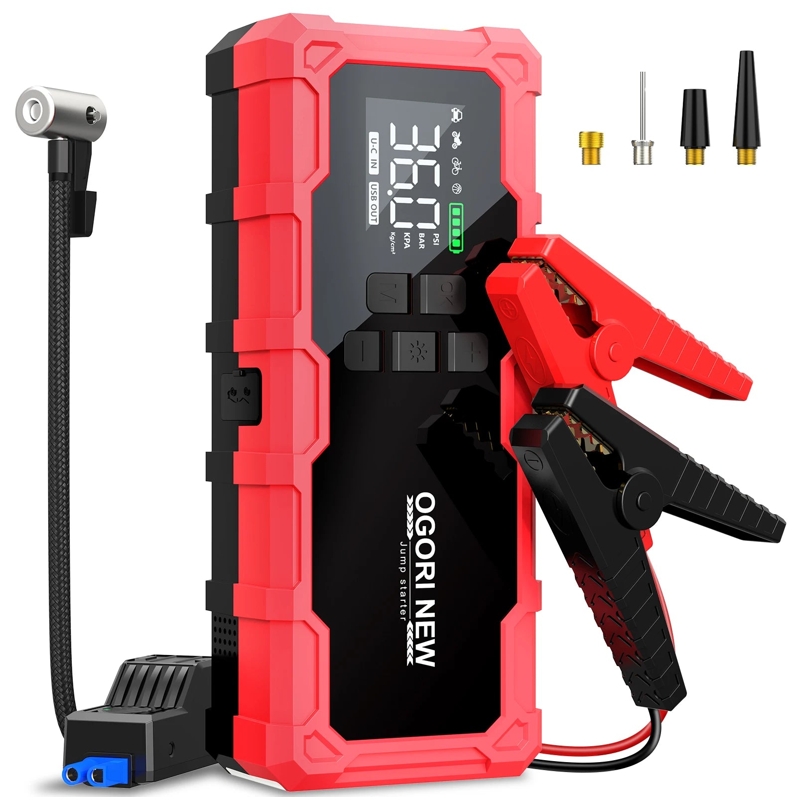 4 in 1 7000A/4000A Jump Starter Power Bank 150PSI Air Compressor Tir