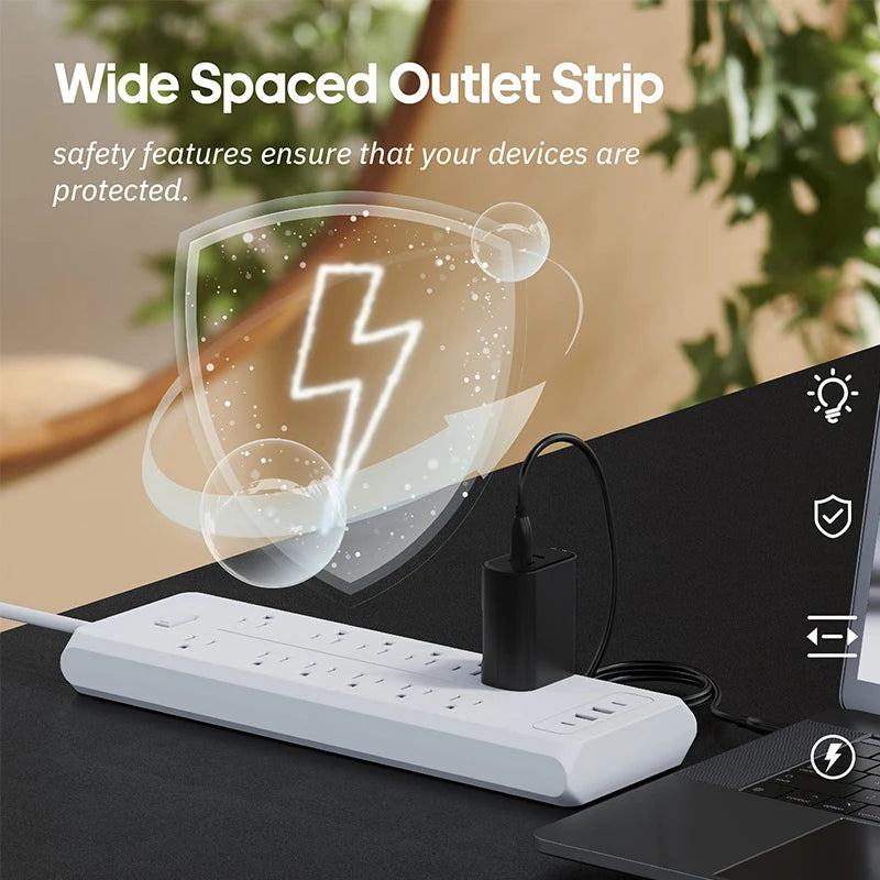 16 Ports Power Strip Plug AC Outlets Electrical Socket Extension Cor