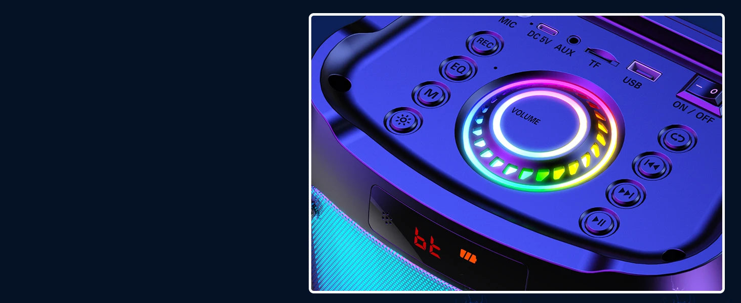 Wireless Bluetooth Speaker, Karaoke Machine with 2 Microphone, Home