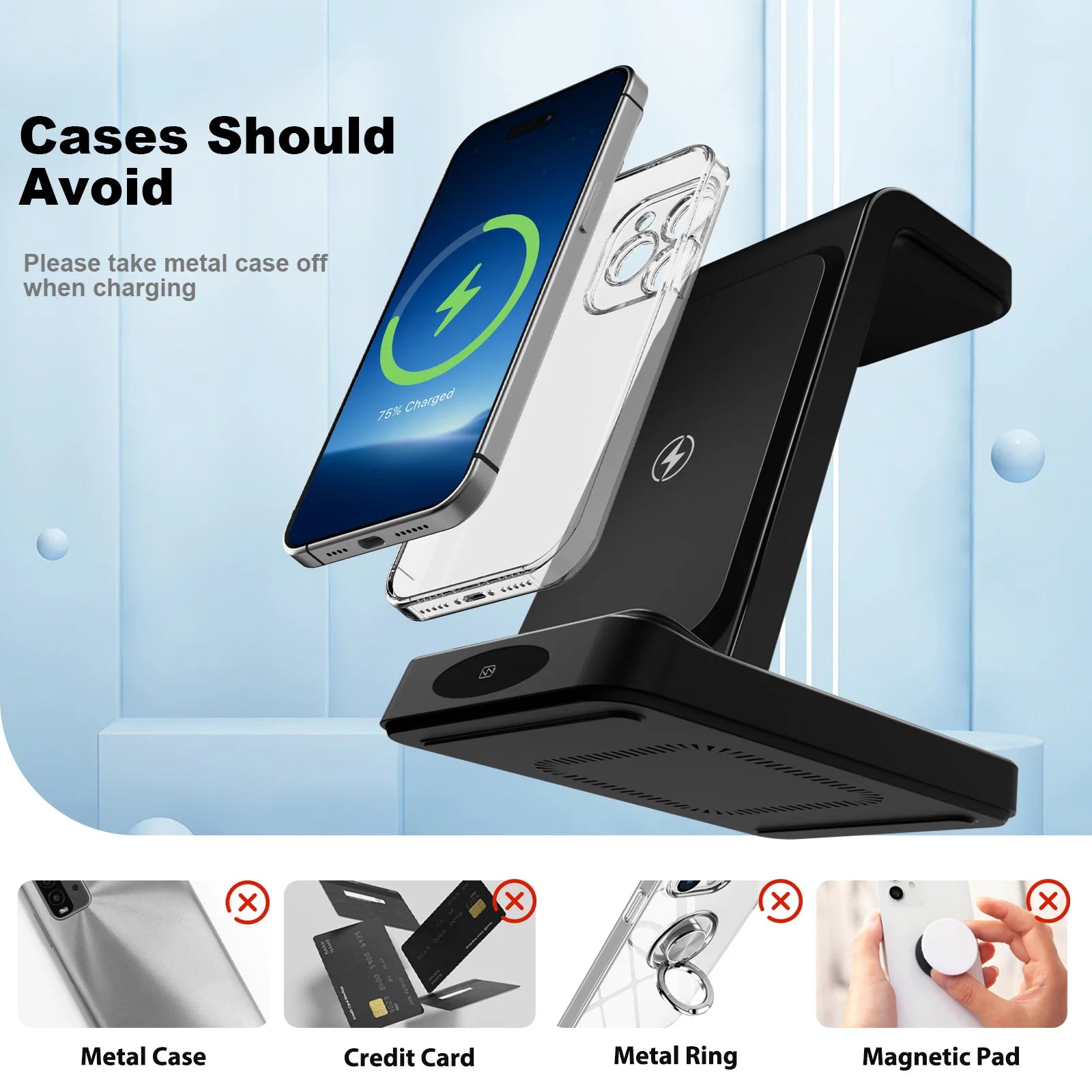 3 – in – 1 Wireless Charging Station 18W Travel Fast Charger Magneti