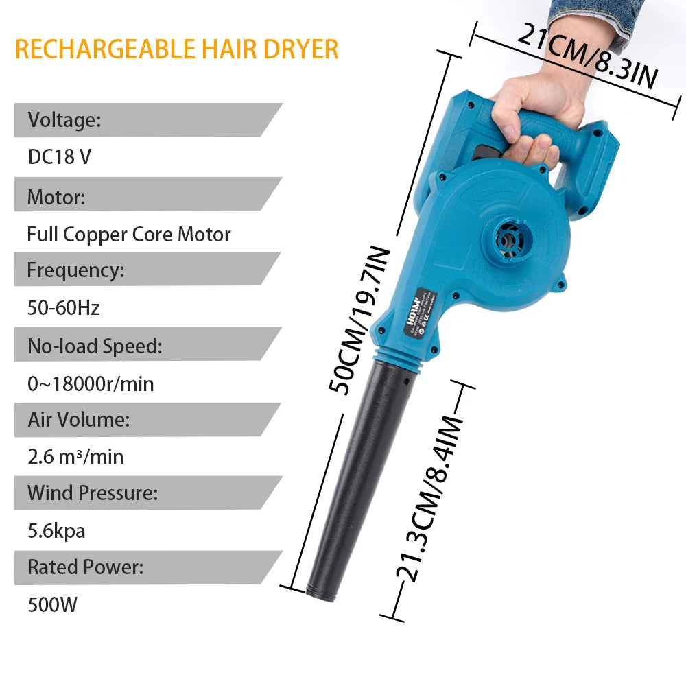 18V Blower Hair Dryer and Vacuum Cleaner Rechargeable Hair Dryer Cor