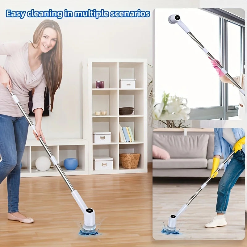 Cordless Spin Scrubber Set with Adjustable Handle, Dual Speed, USB R
