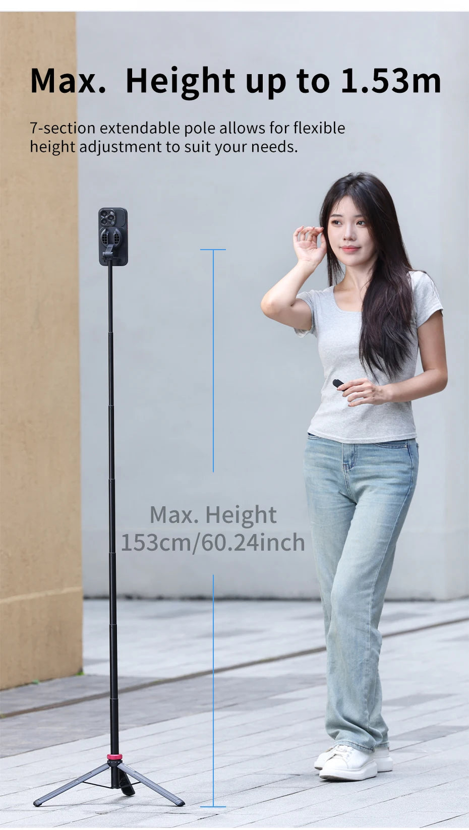 Ulanzi MT – 84 1.53M Magsafe Selfie Stick Tripod Stand Bluetooth Rem