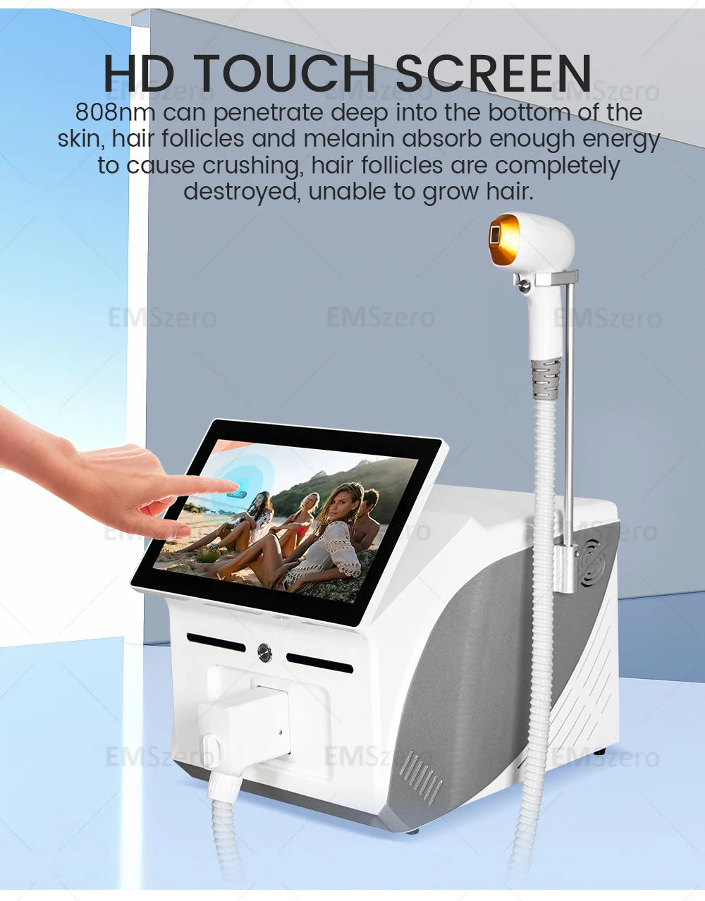 3000W 3 Wavelength 808 Diode Laser Hair Removal Machine Ice Titanium