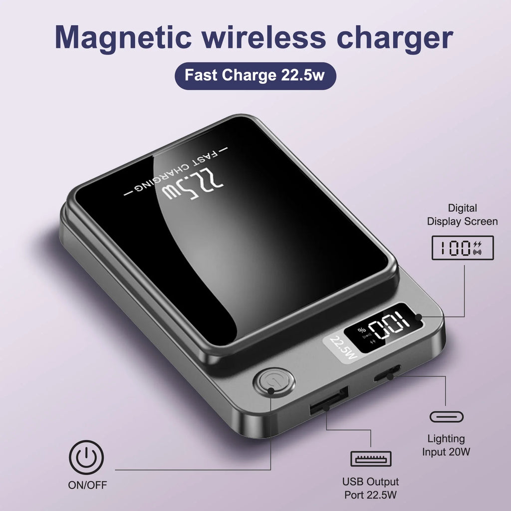 10000mAh Magnetic Charger Power Bank Wireless 22.5W USB – C Foldable