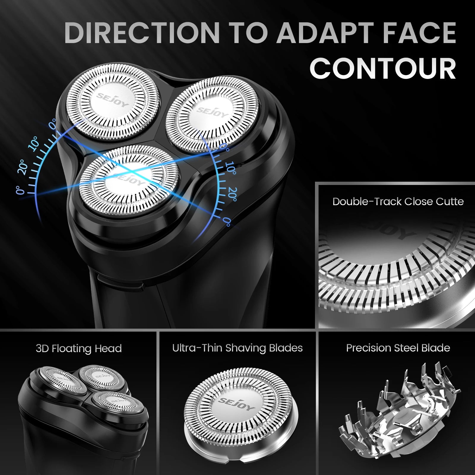 Sejoy Electric Razor Beard Shavers for Men 3D Cordless Rechargeable