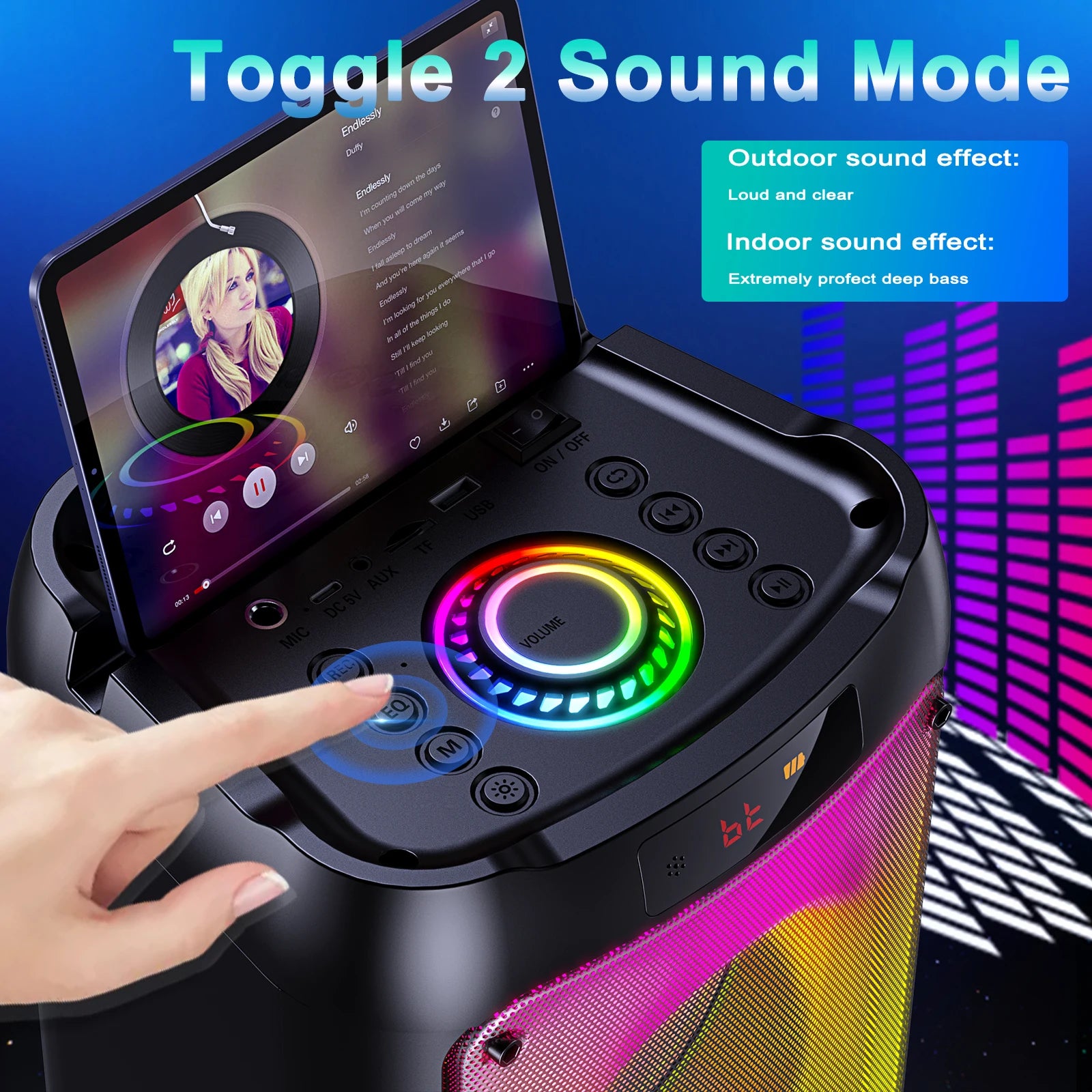 Wireless Bluetooth Speaker, Karaoke Machine with 2 Microphone, Home