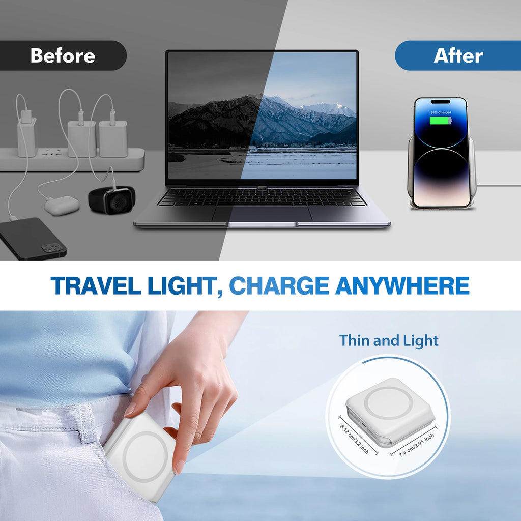 Magnetic Wireless Charger 3 in 1 Travel Charging Flexible Fast Charg