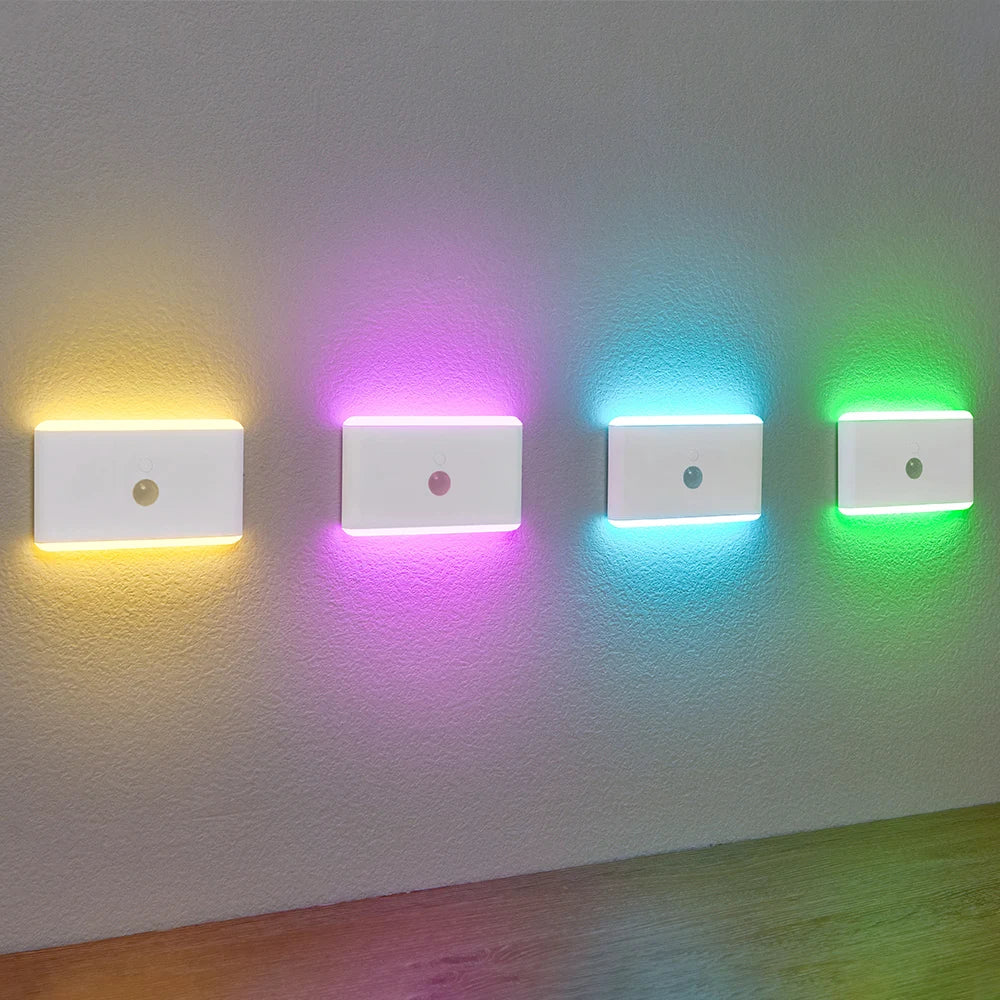 2PCS Magnetic Motion Sensor Night Light USB Rechargeable 5 Colors 10