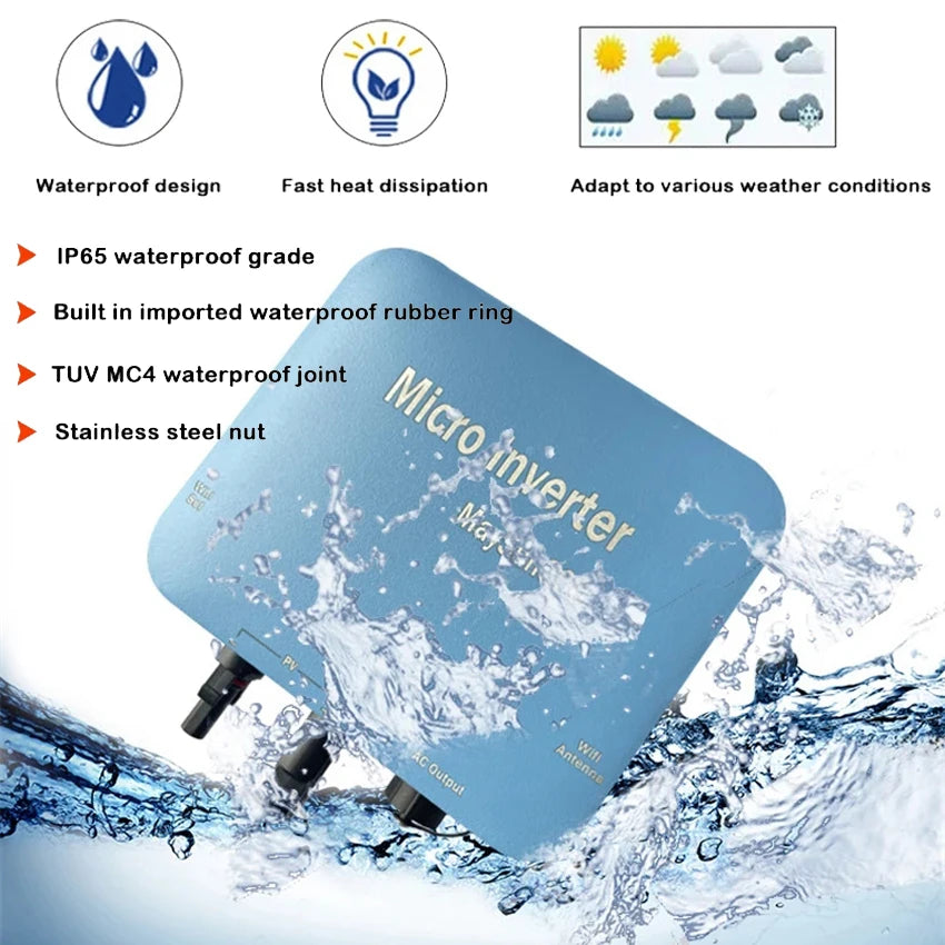 600W on Grid Solar Micro Inverter Waterproof with Connector WIFI Clo