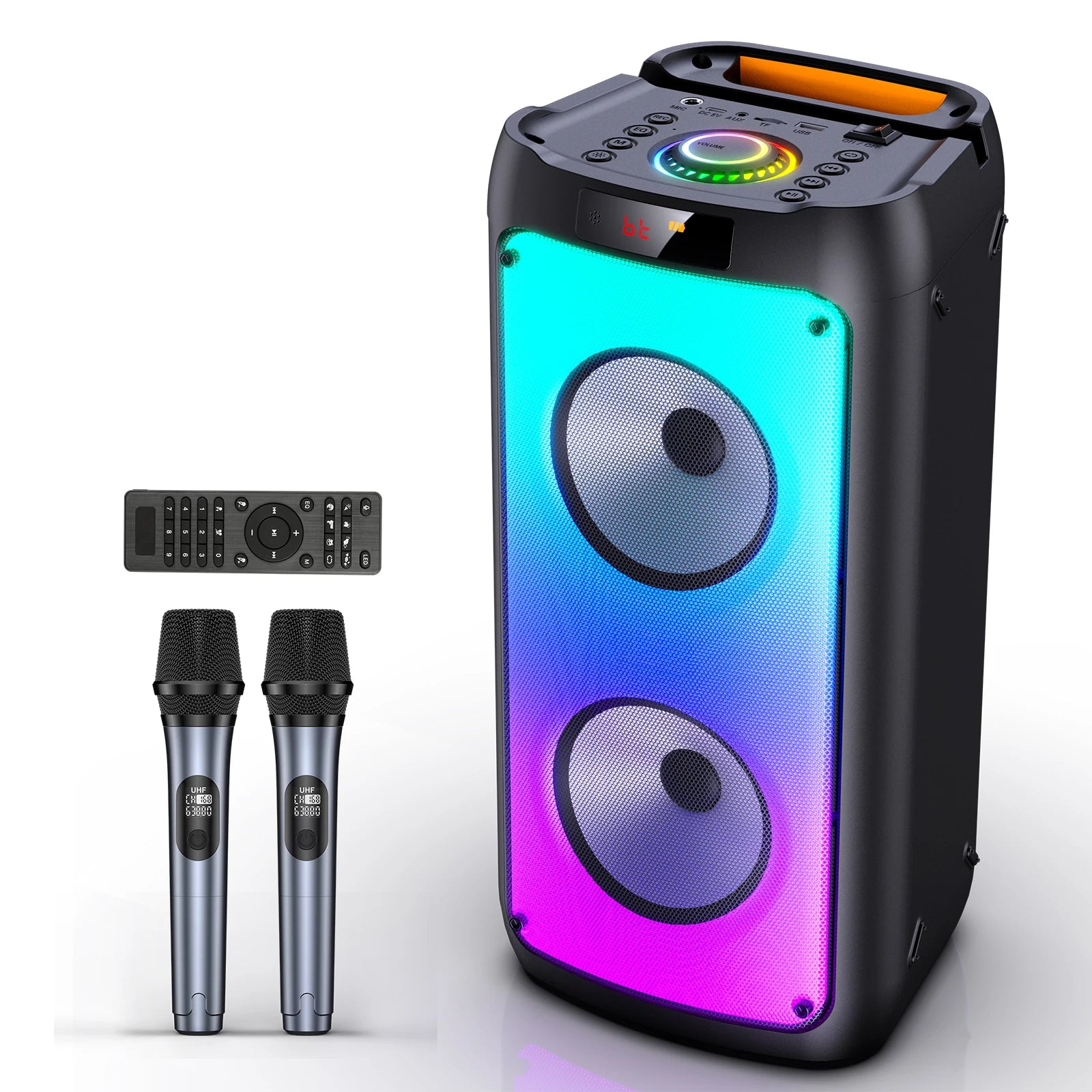 Wireless Bluetooth Speaker, Karaoke Machine with 2 Microphone, Home