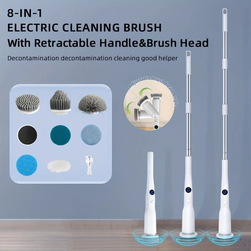 Cordless Spin Scrubber Set with Adjustable Handle, Dual Speed, USB R