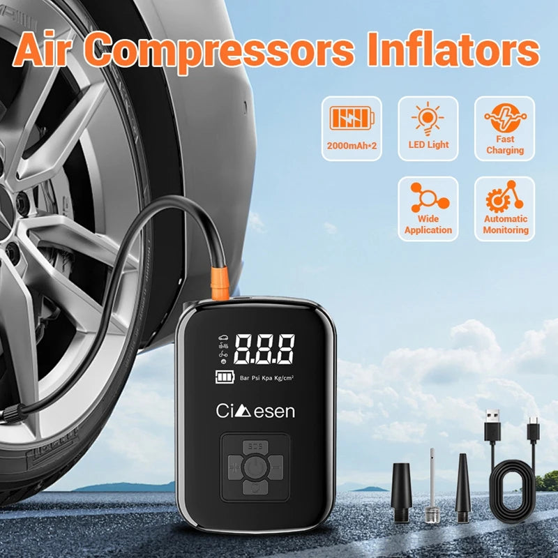 1pc Car Wireless Air Pump 150PSI Portable Electric Tire Inflation fo