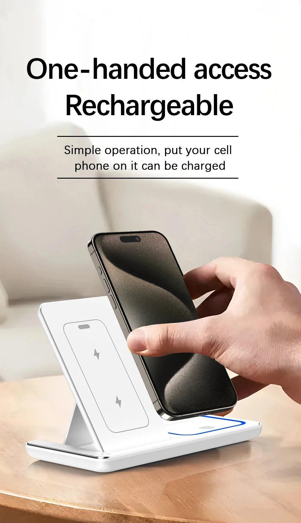 Foldable 3 in 1 Wireless Charger Pad Stand for IPhone 15 14 13 12 8