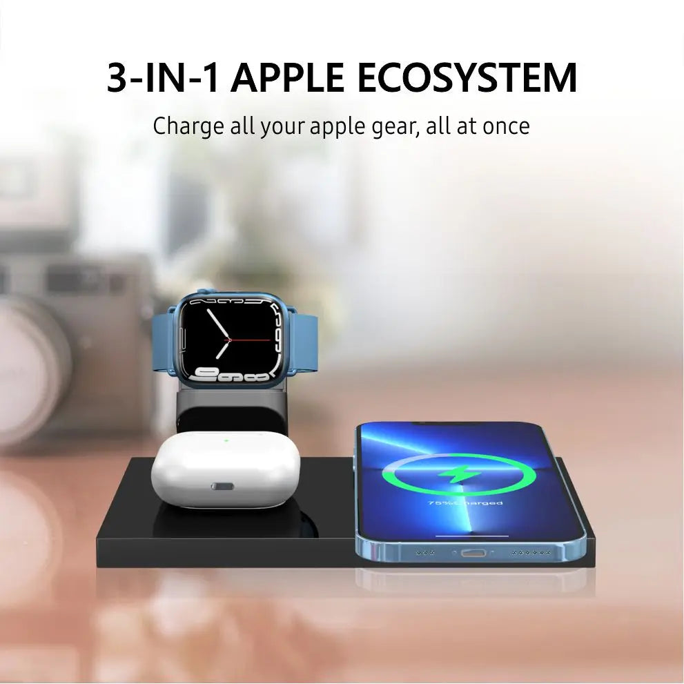 3 in 1 Wireless Charging Station,Charger Station ,Foldable Charging