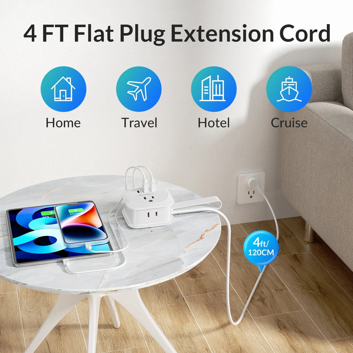 ORICO Travel Power Strip Adapter Smart Plug Multiple Extension Socke