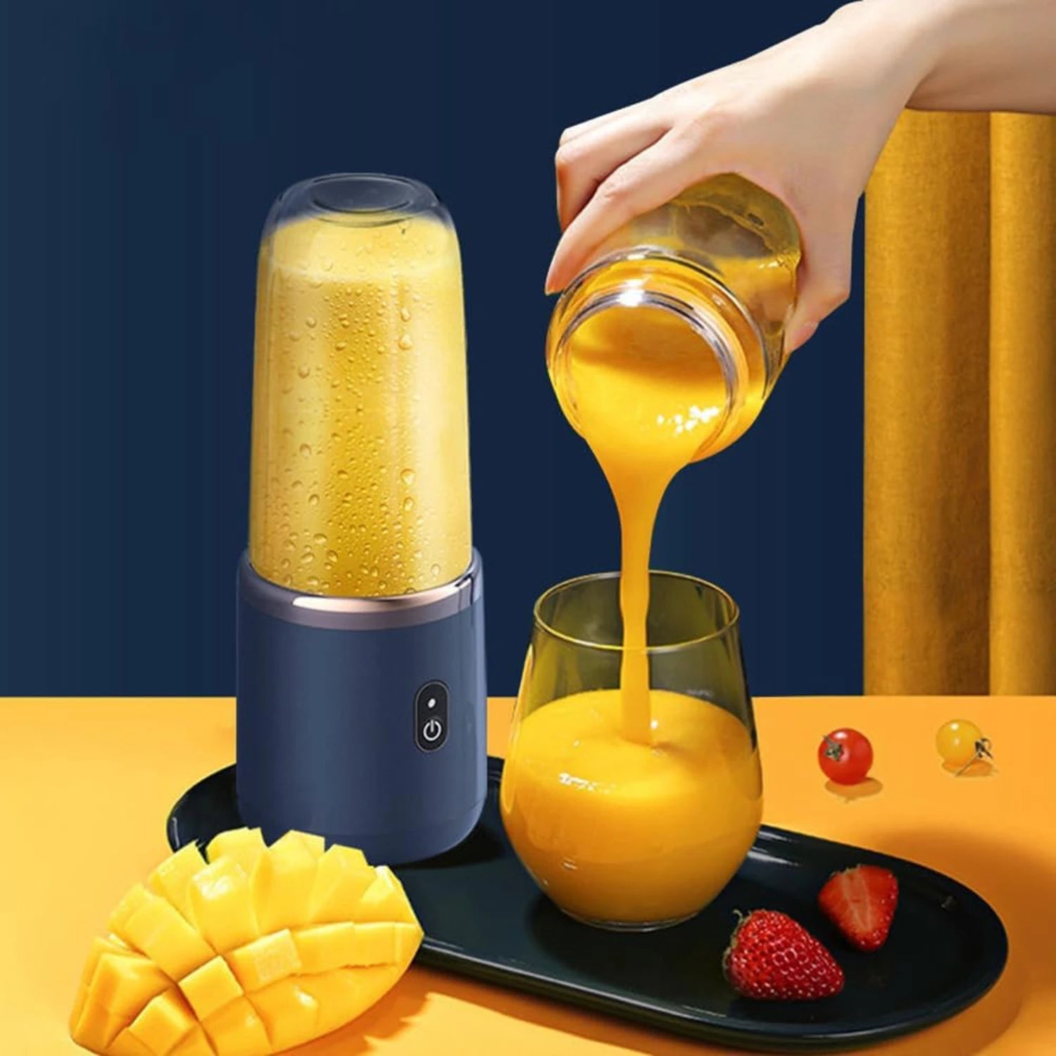 Portable USB Rechargeable Blender with Six Sharp Stainless Steel Ice