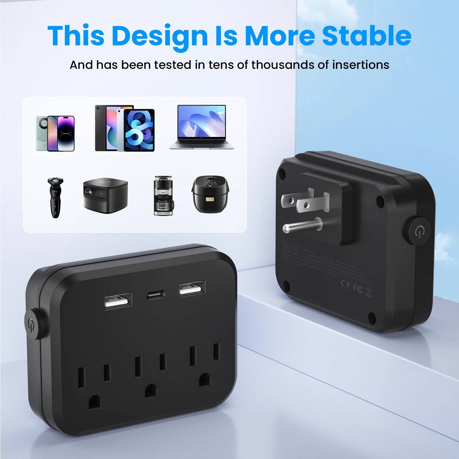 TRANSTON ,Switch with Surge Protector Mini Portable Power Strip 6