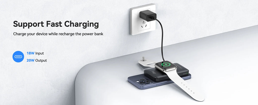 NEWDERY10000mAh Magnetic Wireless Power Bank for Apple Watch /9/8/7/