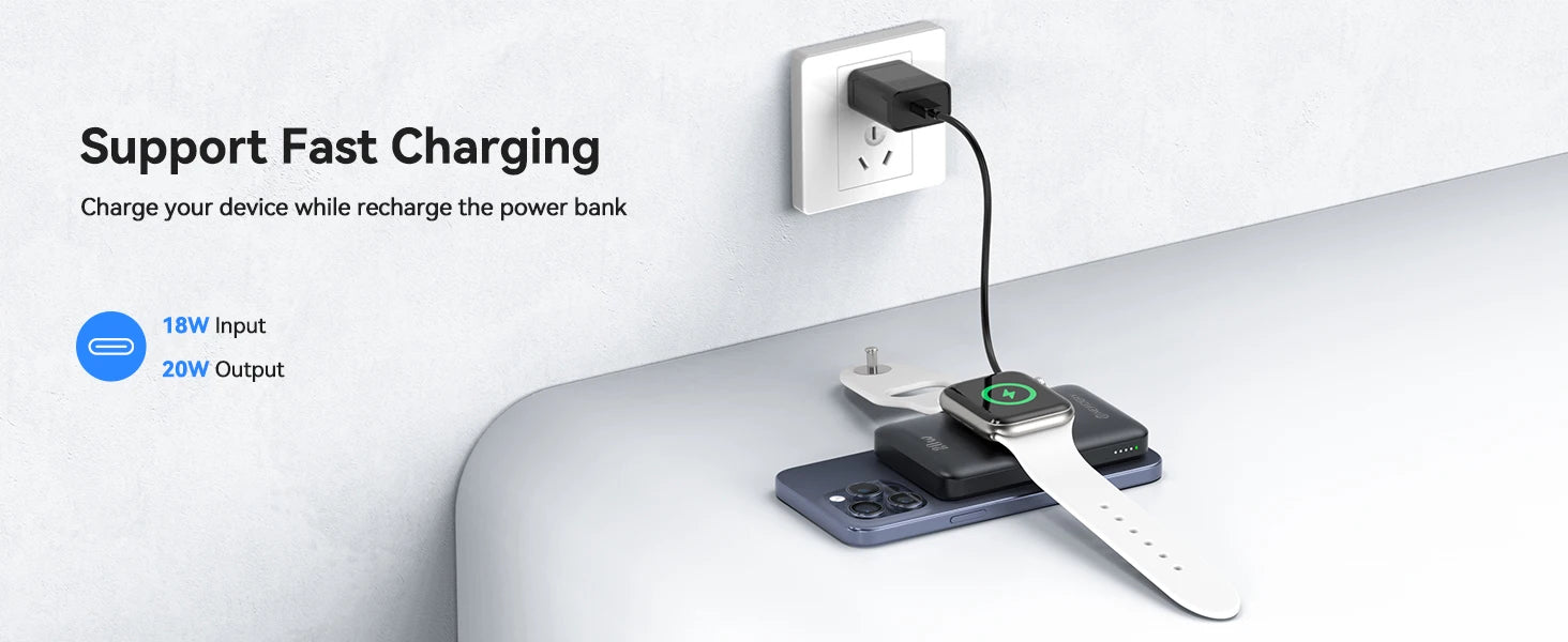 NEWDERY10000mAh Magnetic Wireless Power Bank for Apple Watch /9/8/7/
