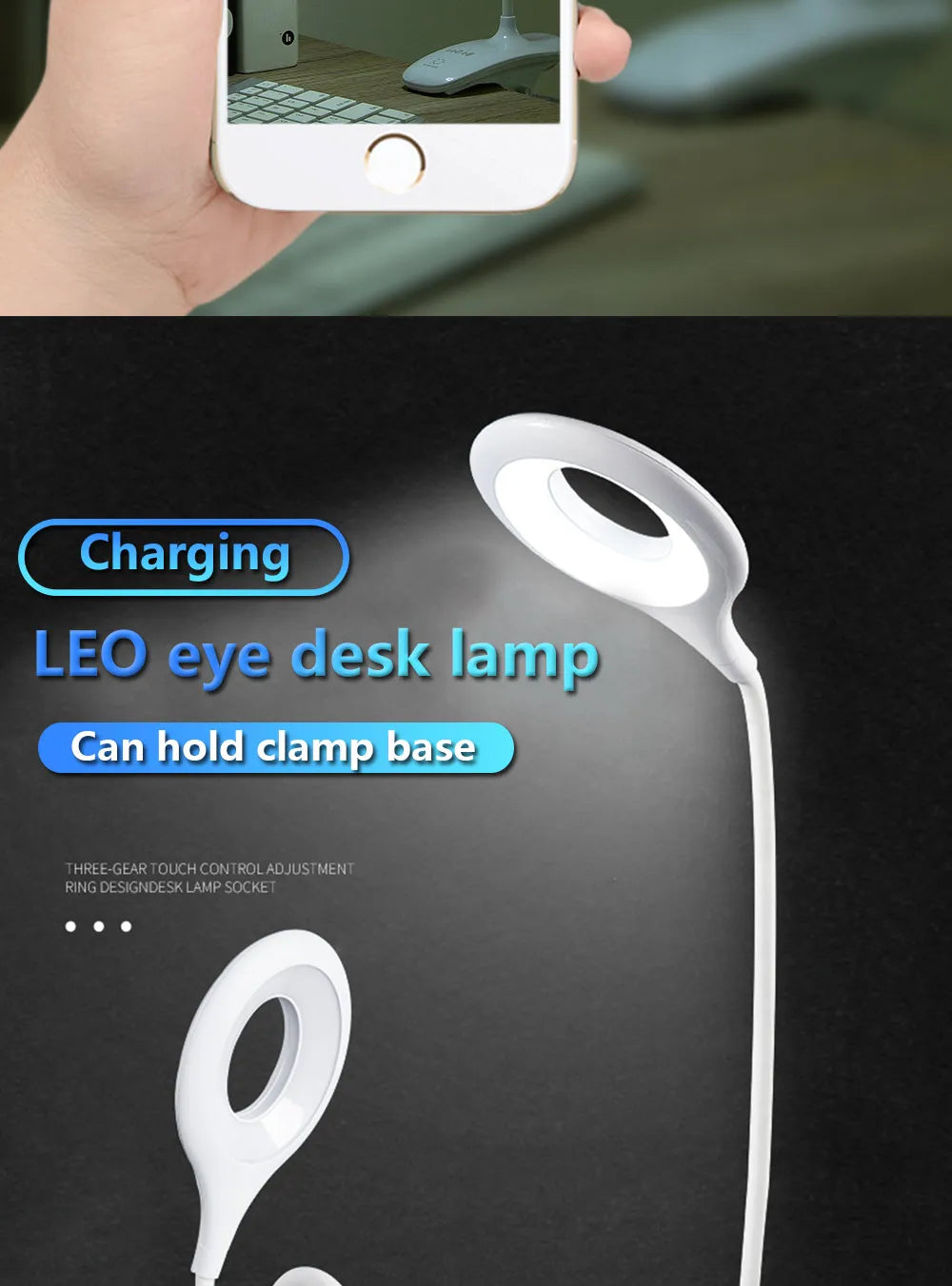 Led Desk Lamp Stepless Dimmable Touch Foldable Table Lamp Bedside Re