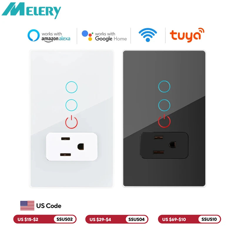 Melery Mexico Plug Wifi Smart Tuya Light Switch Intelligent Wall Soc