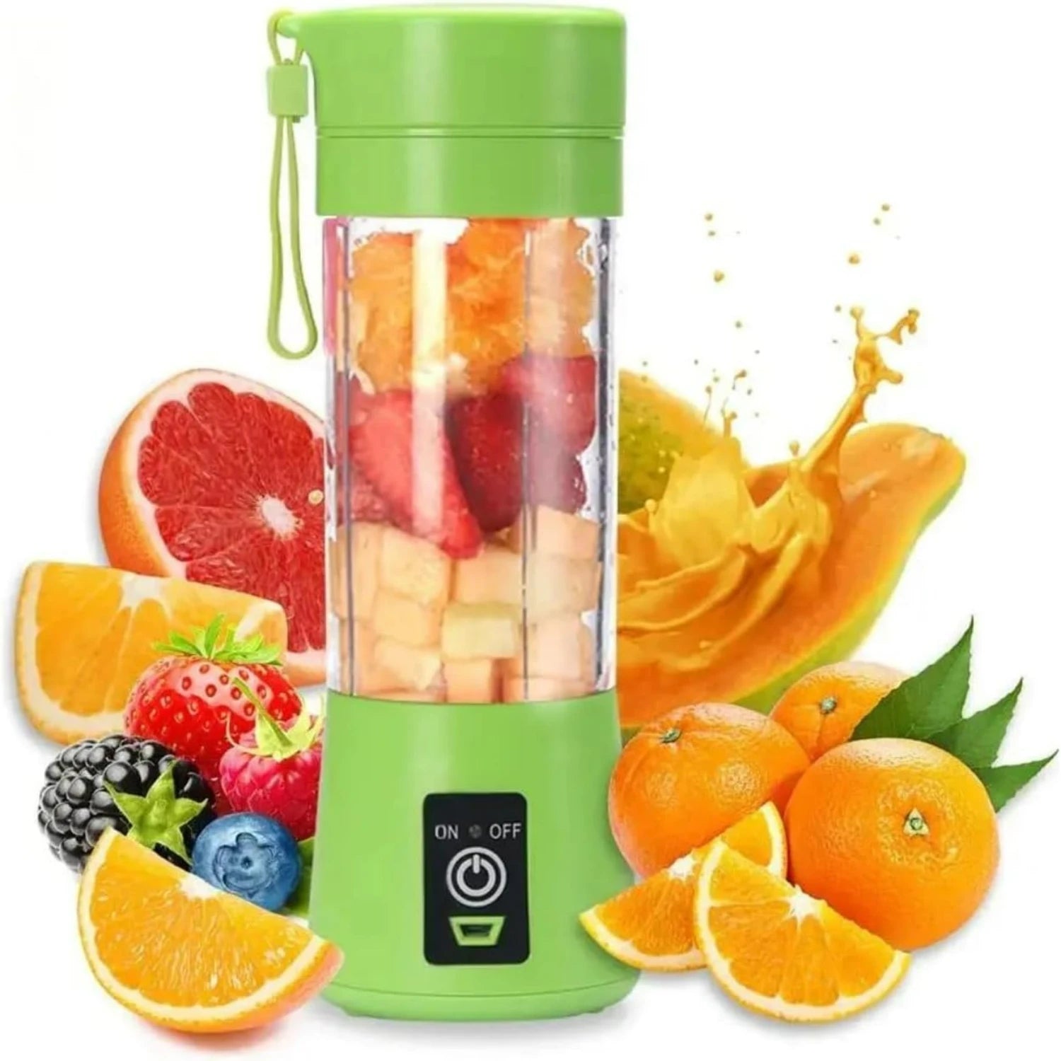 Green Portable USB Rechargeable Personal Blender for Fruit Juice, Sh