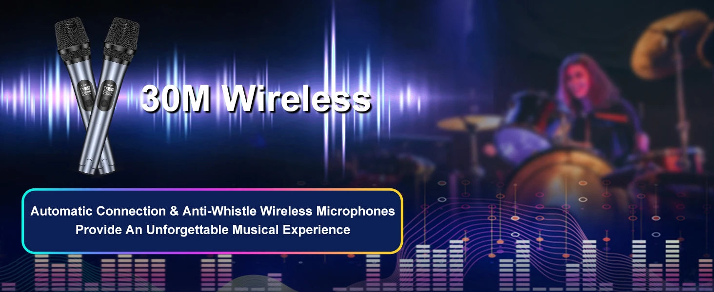 Wireless Bluetooth Speaker, Karaoke Machine with 2 Microphone, Home