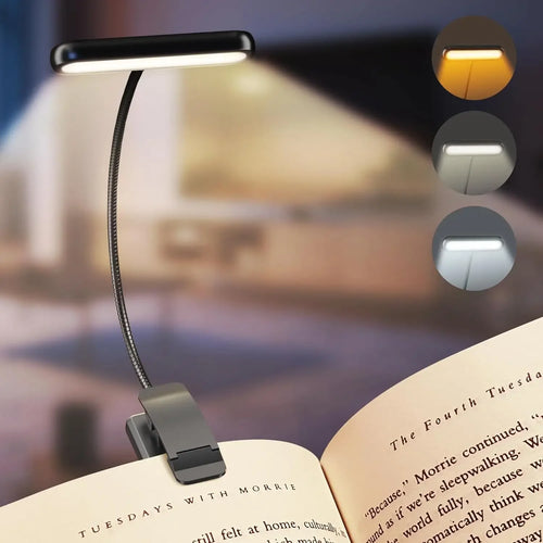 14LED USB Rechargeable Book Light, Warm/Cool White, Flexible Clip, P