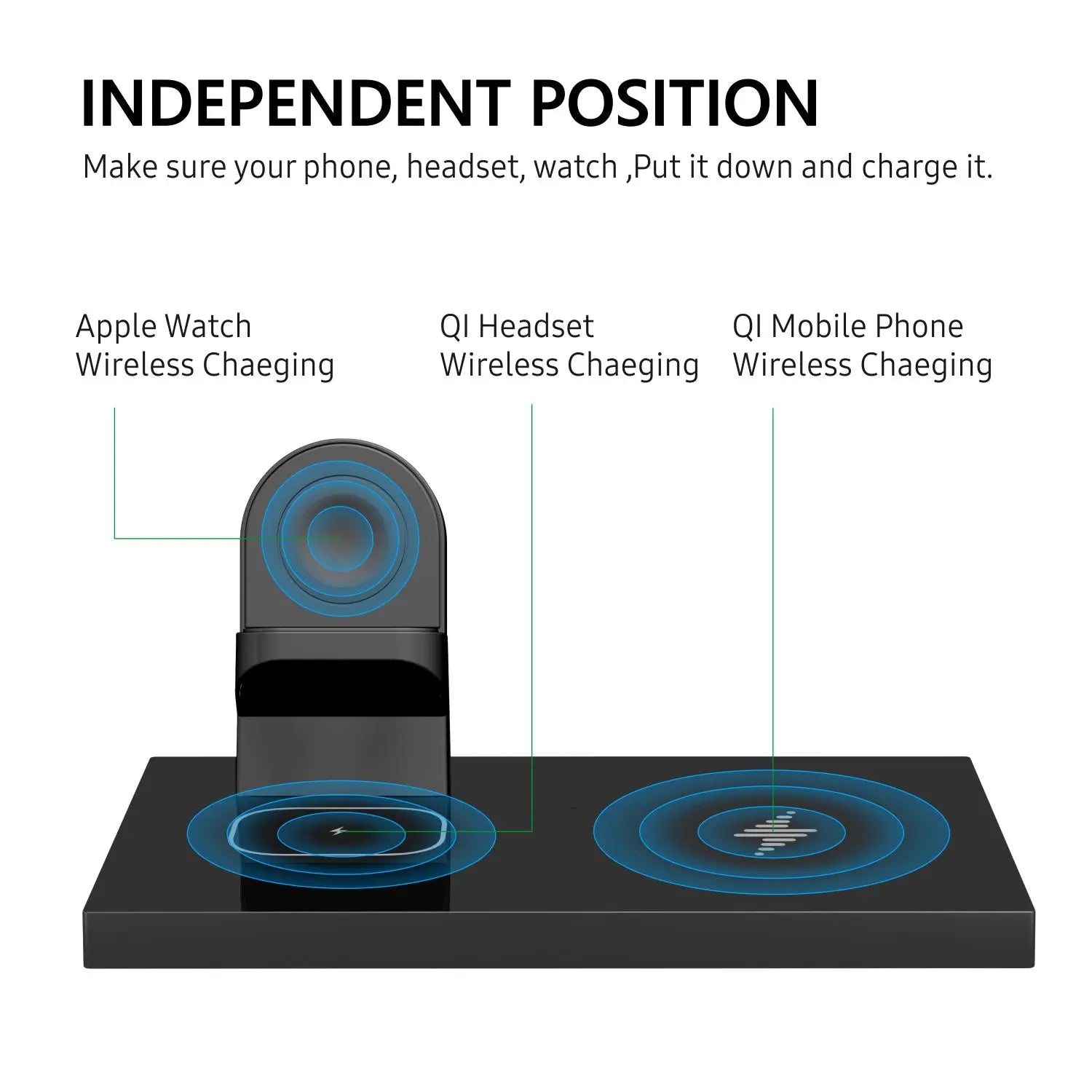 3 in 1 Wireless Charging Station,Charger Station ,Foldable Charging