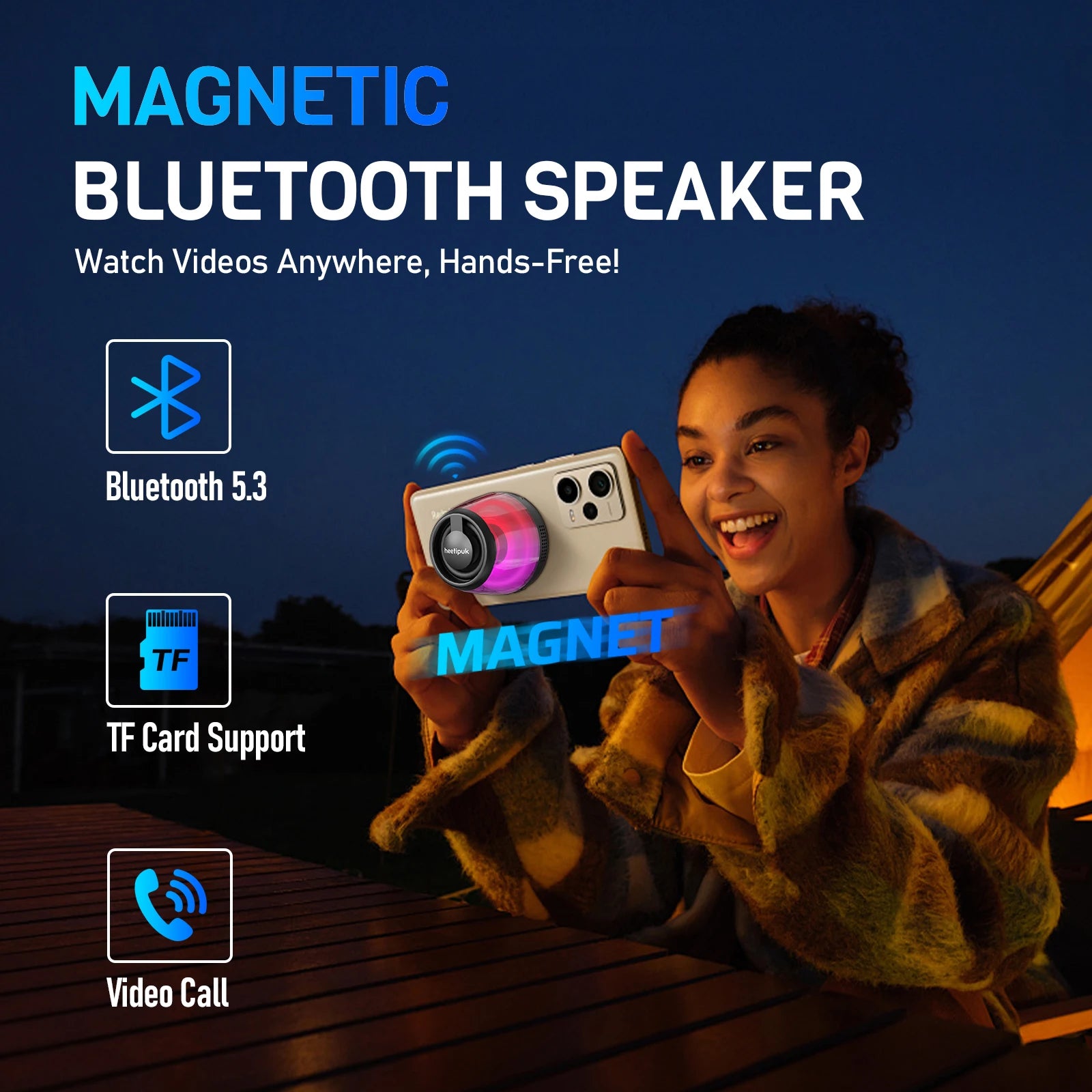 Cyber Style Magnetic Wireless Mini Speaker, 5.1 Surround Sound, High