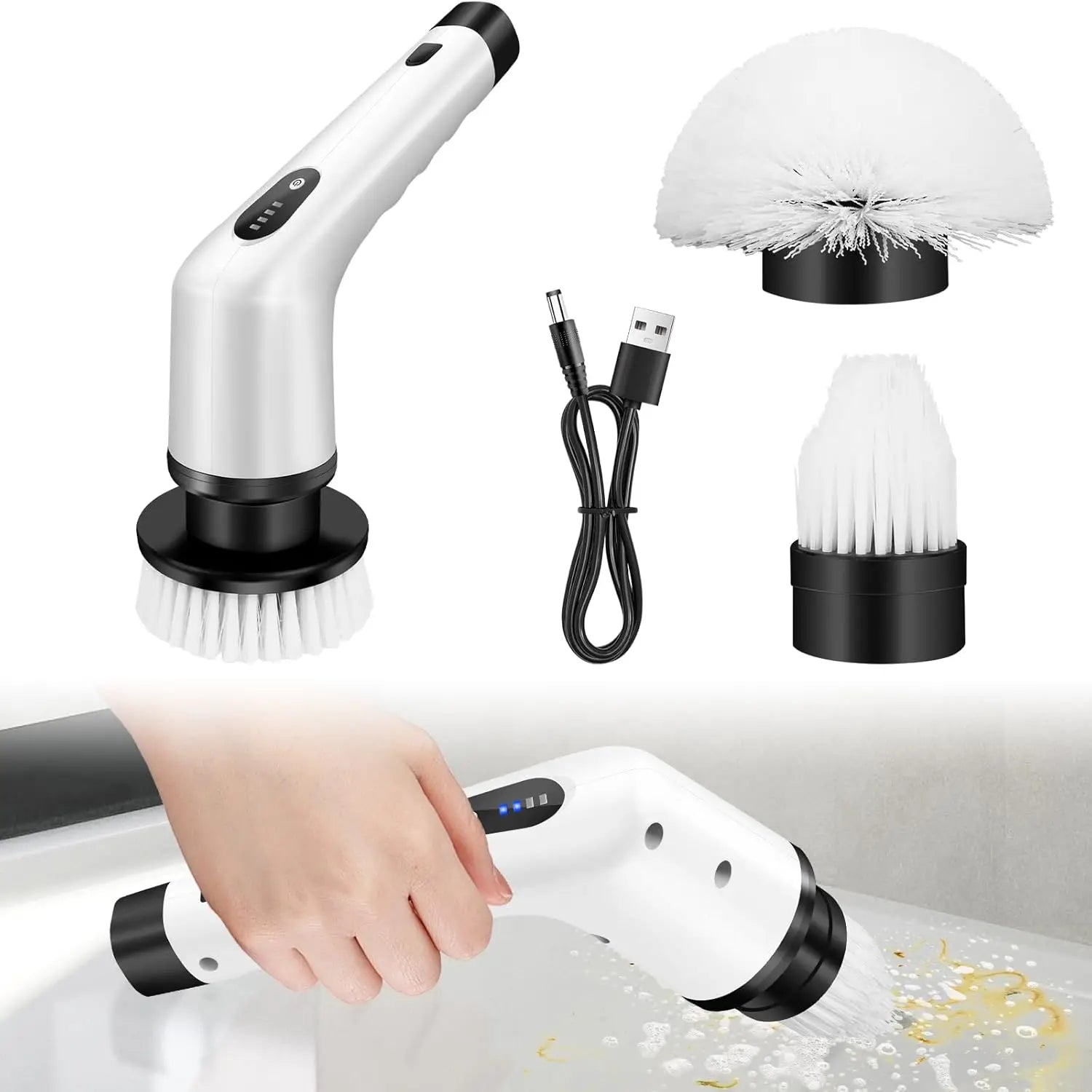BRIEFNESS Electric Cleaning Brush Spin Scrubber 3 in 1 Cordless Clea