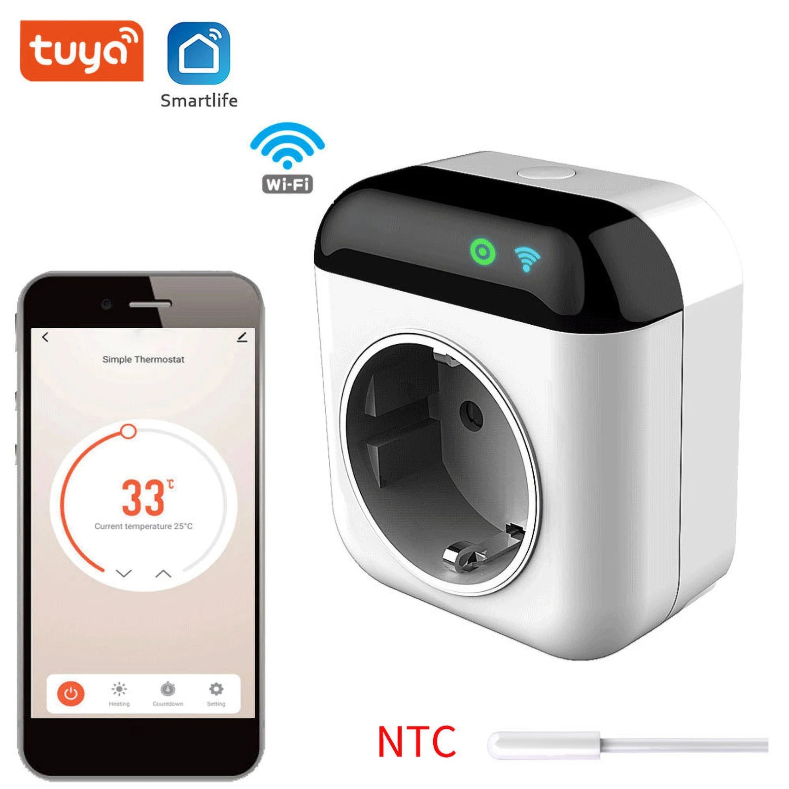 Smart Thermostat Socket 10A Programmable Timed Mini Wifi Temperature