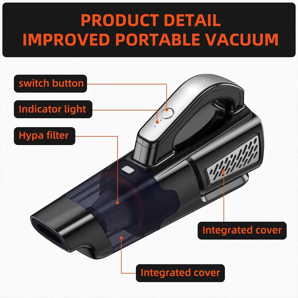 Car Vacuum Cleaner Cordless, 8000PA Protable Rechargeable Handheld V