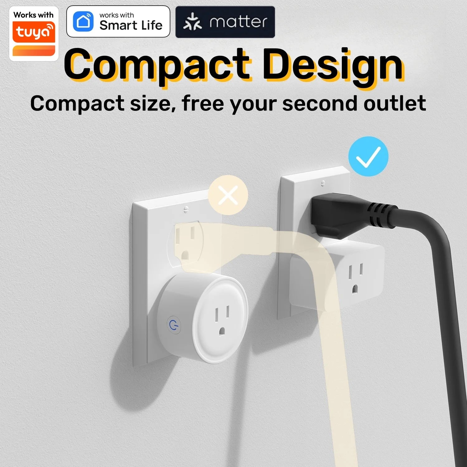 Matter WiFi Mini Smart Socket 10A Timeing Wireless Voice Control Sma