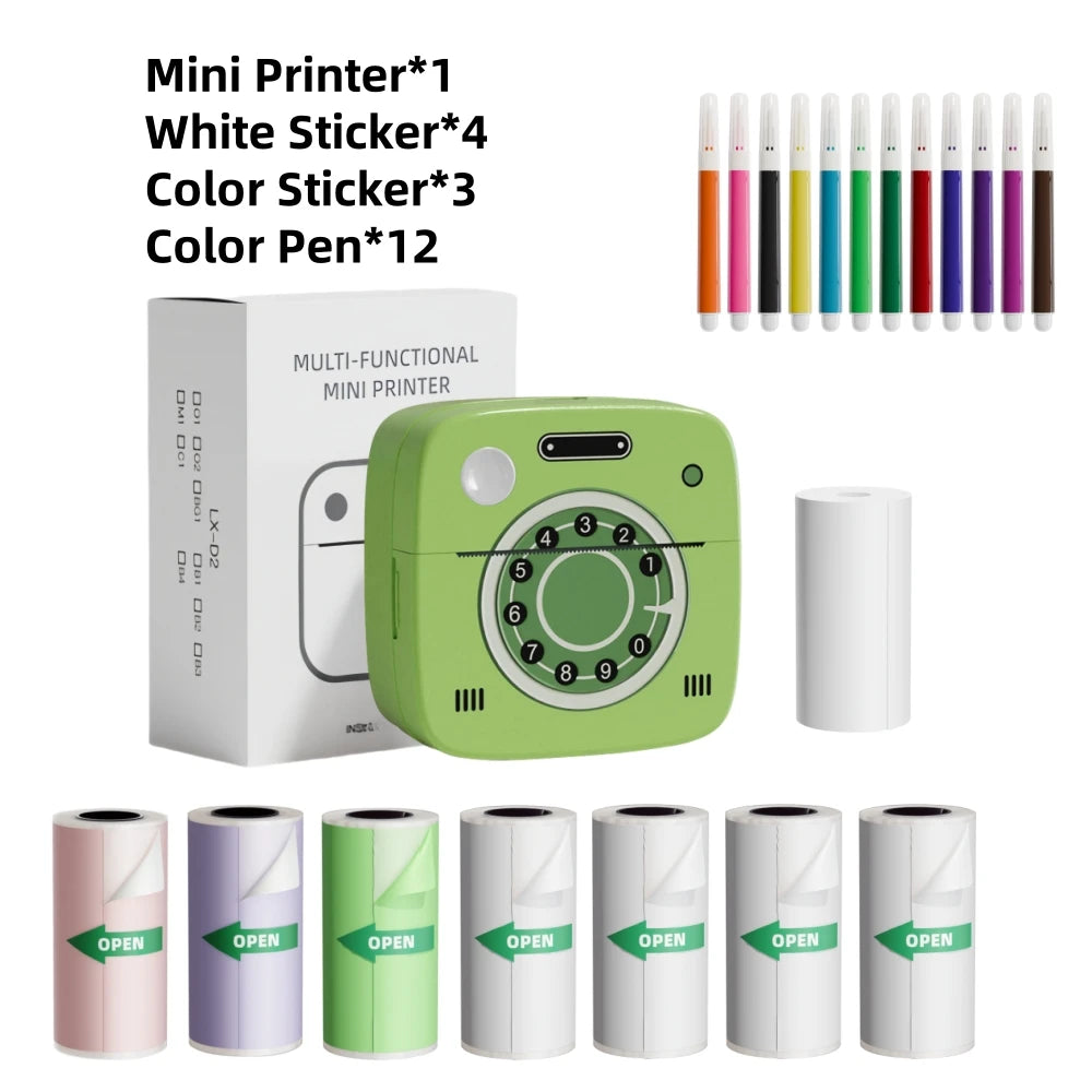 M1 Photo Pocket Printer with 2 Roll for IOS Android Bluetooth Mini P